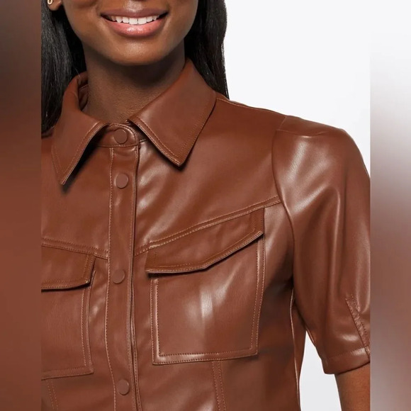 Noisy May Pushy PU Brown dress - Picture 4 of 14